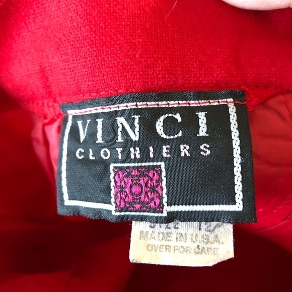 Vintage Vinci Red 100% wool midi skirt in size 12. - Picture 3 of 5